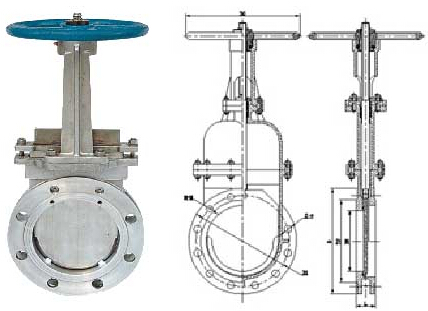 Z73H-10手動刀型閘閥結(jié)構(gòu)圖