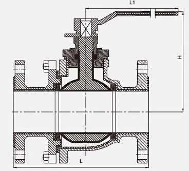 Q41F4-10/16、Q41F46-10/16C襯氟球閥結(jié)構(gòu)圖片