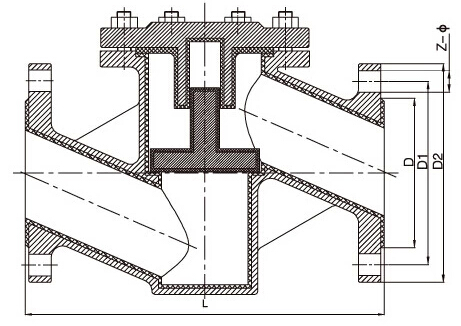 H41F4-10/16、H41F46-10/16襯氟止回閥結(jié)構(gòu)圖片